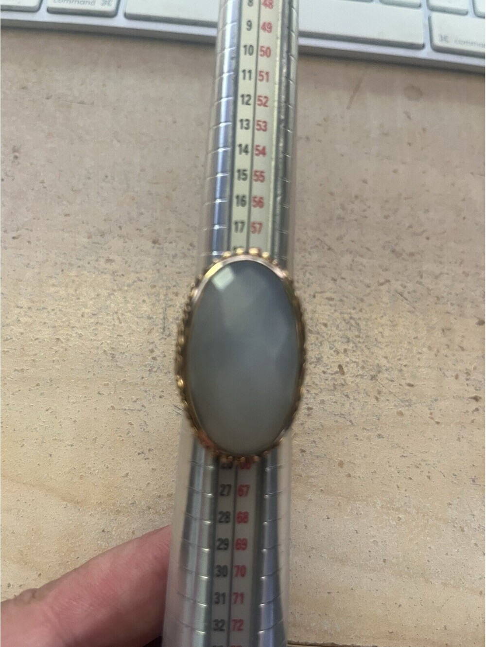 Sajen Bronze by Marianna and Richard Jacobs Oval Blue Gray Quartz Ring